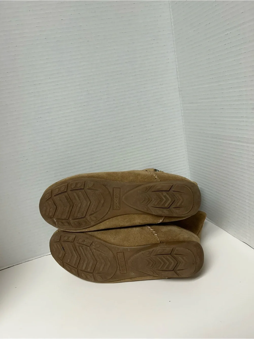 Sporto Joy Suede Moccasin Sport Ankle Boots Tan Chestnut Fringe Size 10 M